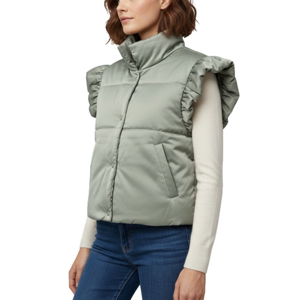 Altar'd State Sage Ruffled Puffer Vest